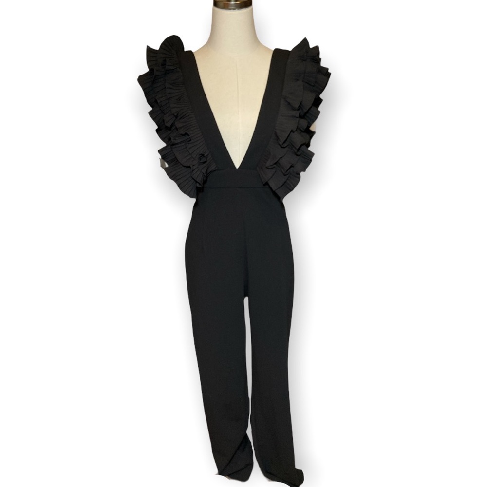 Ever After Deep V Pantsuit Jumpsuit Evening Wear Black Night Out Formal Party S